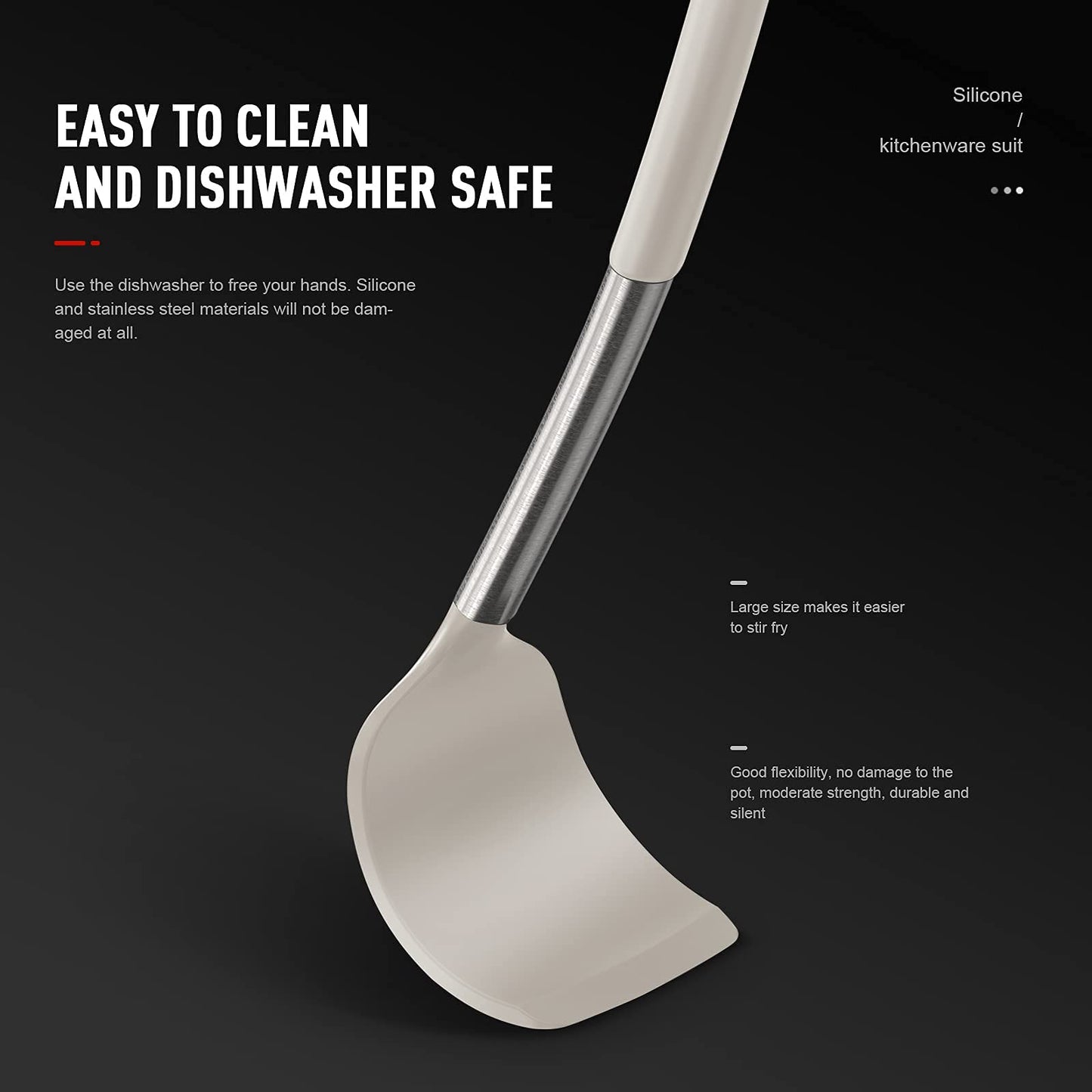 Large Silicone Cooking Utensils Set (Khaki)