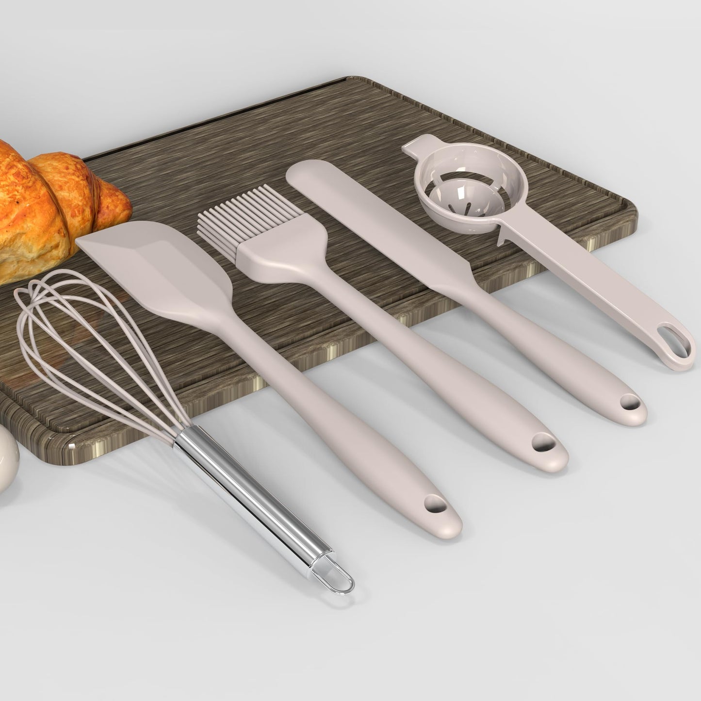 Large Silicone Cooking Utensils Set (Khaki)