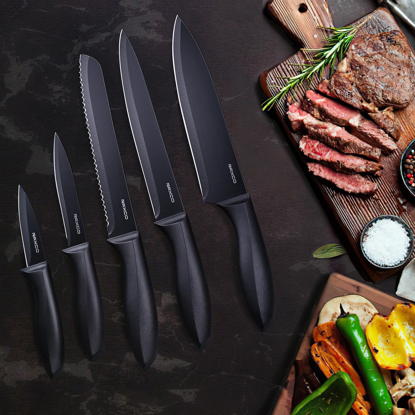 RAXCO Knife Set with Block - Black
