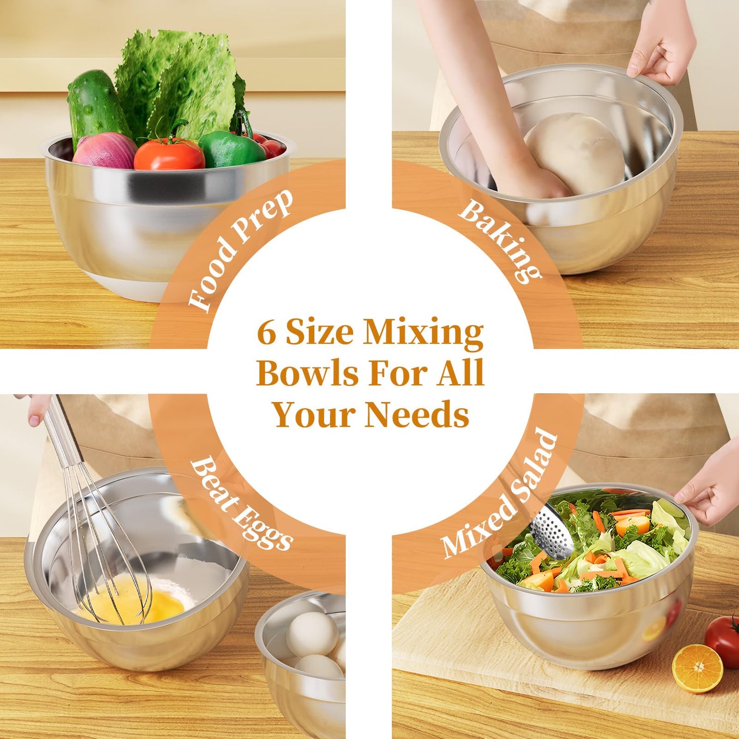 Fyrnova 6 Piece Stainless Steel Nesting Storage Bowls