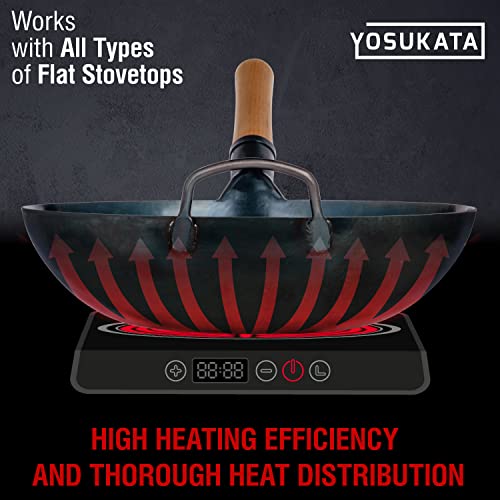 YOSUKATA 34 cm Blue Carbon Steel Wok Pan