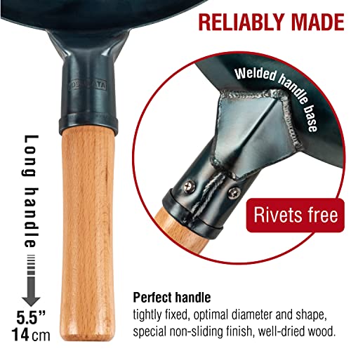 YOSUKATA 34 cm Blue Carbon Steel Wok Pan