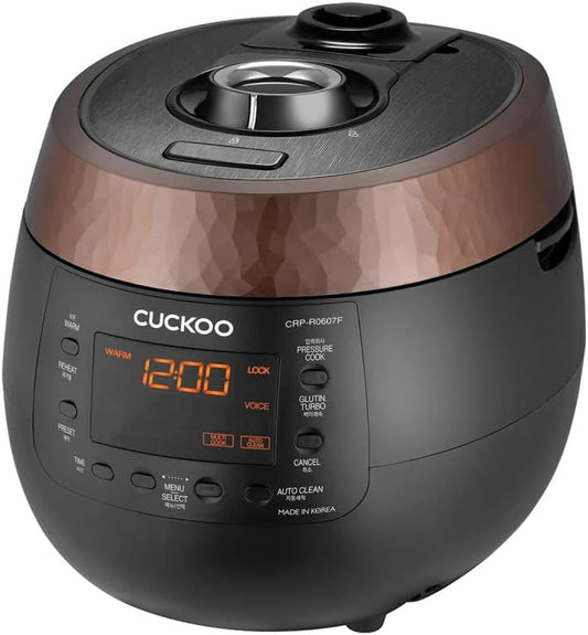 CUCKOO 6-Cup Pressure Rice Cooker & Warmer, Multi-Functional, Slow Cooker, GABA, Timer Brown