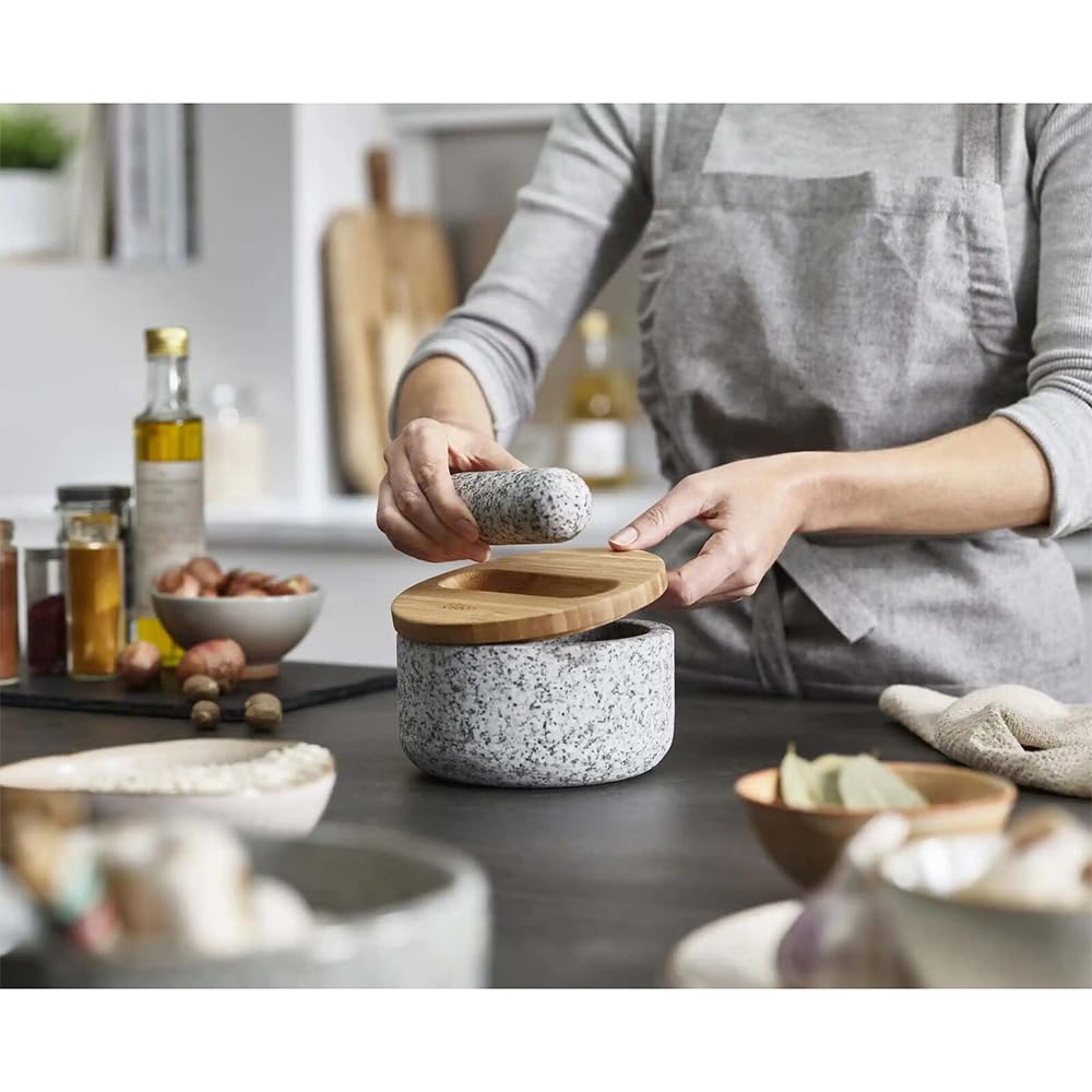 Joseph Joseph Dash Pestle and Mortar with Bamboo Lid - Granite