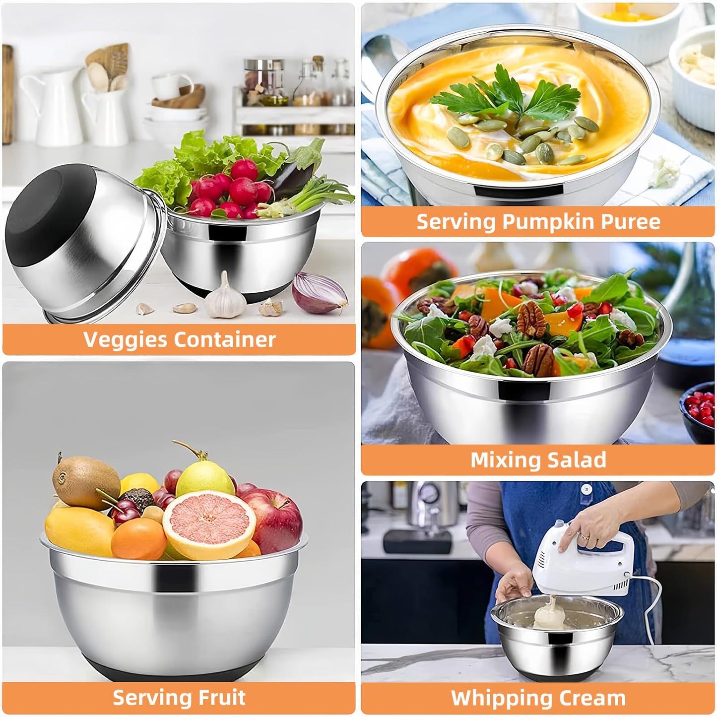 Menbyci 6 Pcs Mixing Bowls with Lids