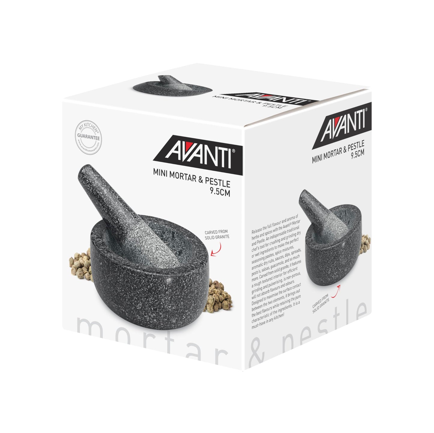Avanti Granite Mini Mortar and Pestle, 9.5 cm Diameter, Black Speckled