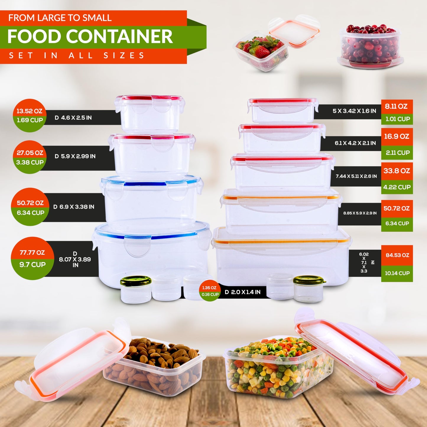 28 Large Food Storage Containers with Airtight Lids