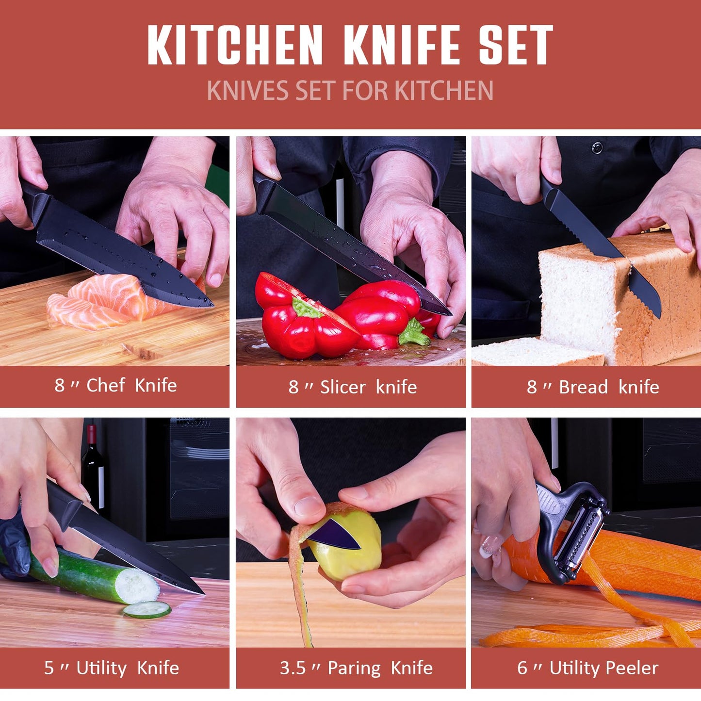 RAXCO Knife Set with Block - Black