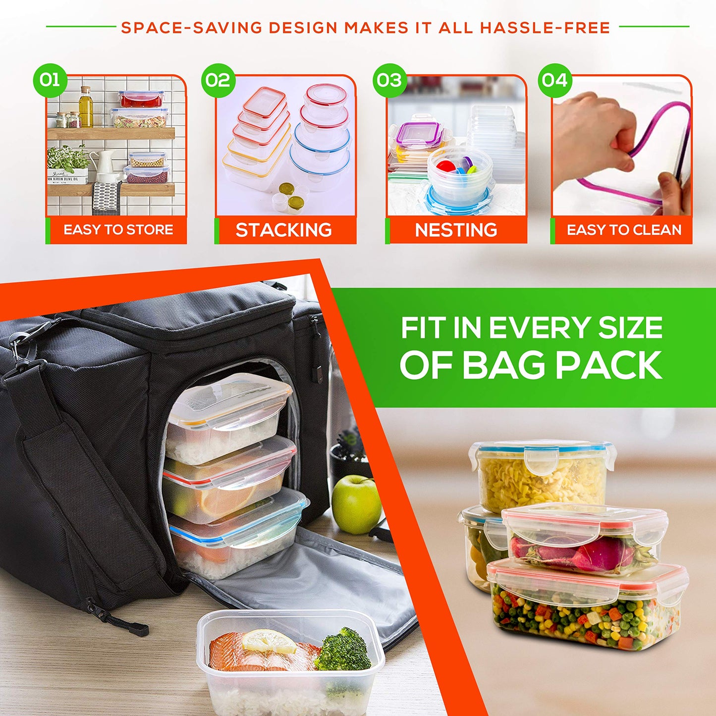 28 Large Food Storage Containers with Airtight Lids